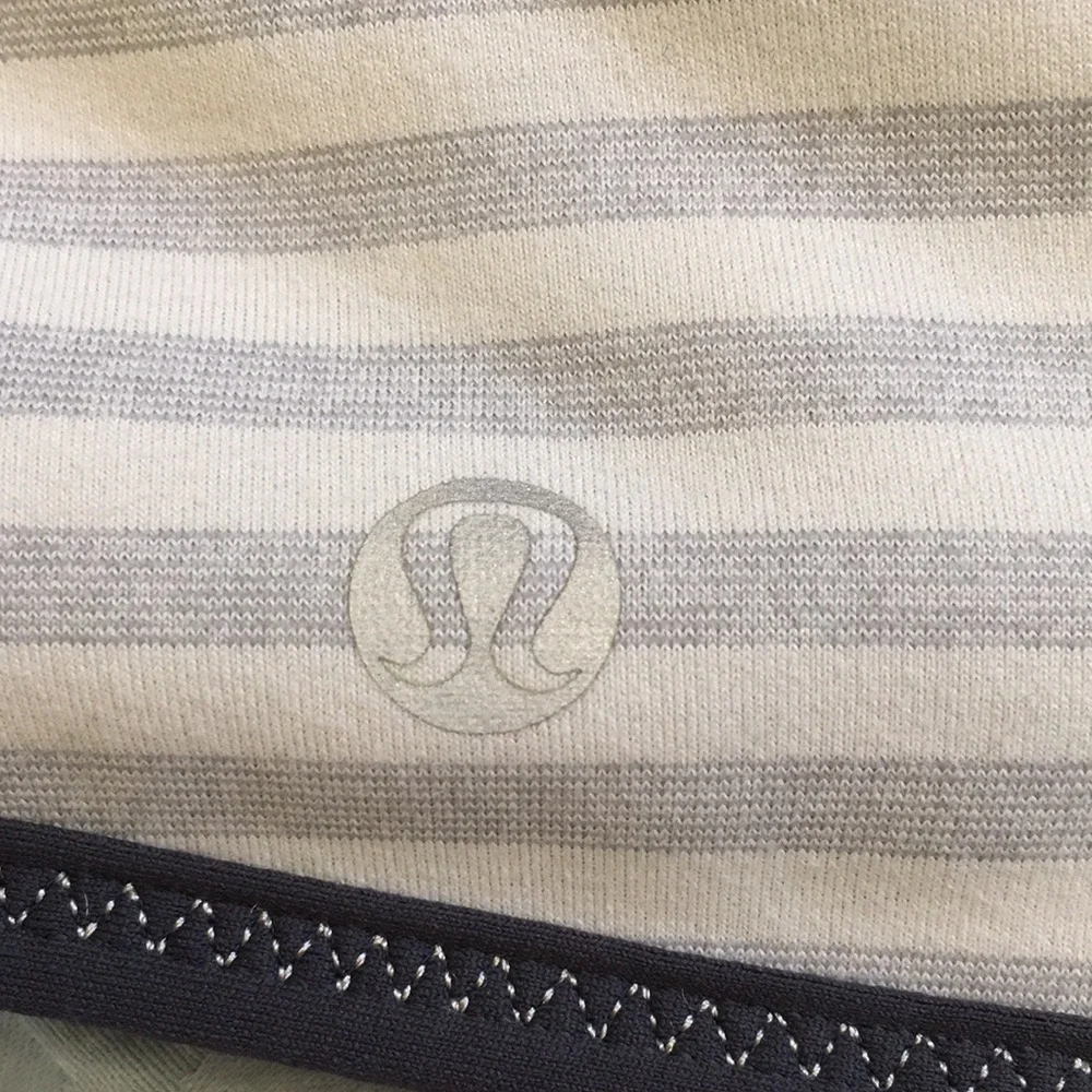 Lululemon Brisk Run Headband Macro Micro Stripe Polar Cream H. Silver Slate